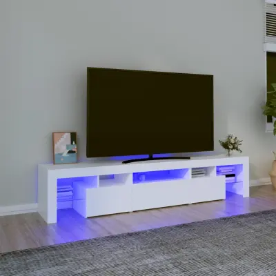 The Living Store TV omarica z LED lučkami bela 200x36,5x40 cm - TV Omarica