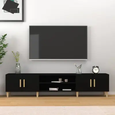 The Living Store TV omarica črna 180x31,5x40 cm inženirski les - TV Omarica