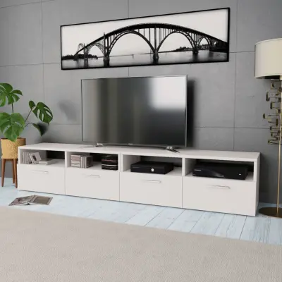 The Living Store TV omarica 2 kosa inženirski les 95x35x36 cm bela - TV Omarica