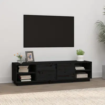 The Living Store TV omarica črna 156x40x40 cm trdna borovina - TV Omarica