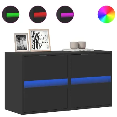 vidaXL Stenske TV omarice z LED lučkami 2 kosa črna 41x31x45 cm
