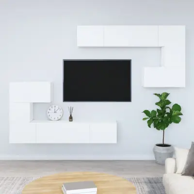 The Living Store Stenska TV omarica bela inženirski les - Stenska TV Omarica