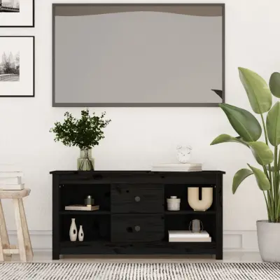 The Living Store TV omarica črna 103x36,5x52 cm trdna borovina - TV Omarica