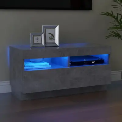 The Living Store TV omarica z LED lučkami betonsko siva 80x35x40 cm - TV Omarica