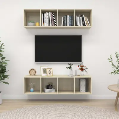 The Living Store Stenske TV omarice 2 kosa sonoma hrast iverna plošča - TV Omarica