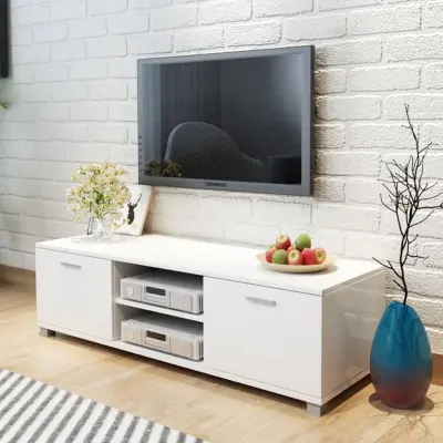 The Living Store TV omarica visok sijaj bela 120x40,5x35 cm - TV Stojalo