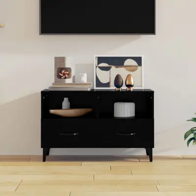 The Living Store TV omarica črna 80x36x50 cm inženirski les - TV Omarica