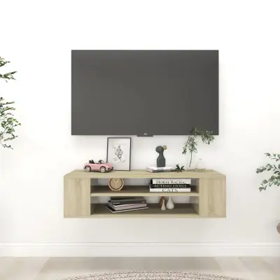 The Living Store Viseča TV omarica sonoma hrast 100x30x26,5 cm iverna plošča - TV Omarica