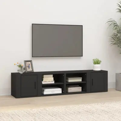 The Living Store TV omarica 2 kosa črna 80x31,5x36 inženirski les - TV Omarica