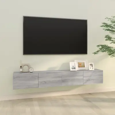 The Living Store Stenska TV omarica 2 kosa siva sonoma 100x30x30 cm inž. les - Stenska TV Omarica
