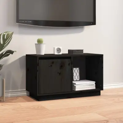The Living Store TV omarica črna 74x35x44 cm trdna borovina - TV Omarica