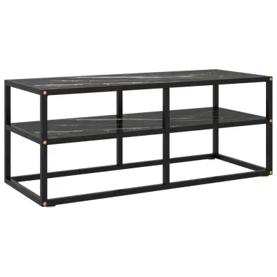 The Living Store TV omarica črna in črno marmorno steklo 100x40x40 cm - TV Omarica