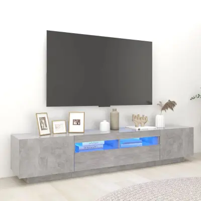 The Living Store TV omarica z LED lučkami betonsko siva 200x35x40 cm - TV Omarica