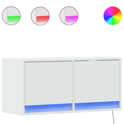 vidaXL Stenska TV omarica z LED lučkami bela 80x31x38 cm