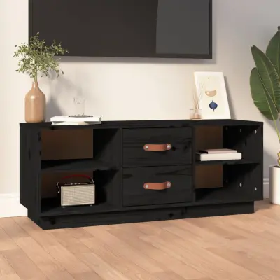 The Living Store TV omarica črna 100x34x40 cm trdna borovina - TV Omarica