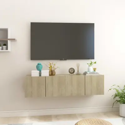 The Living Store Viseča TV omarica 2 kosa sonoma hrast 60x30x30 cm - TV Omarica