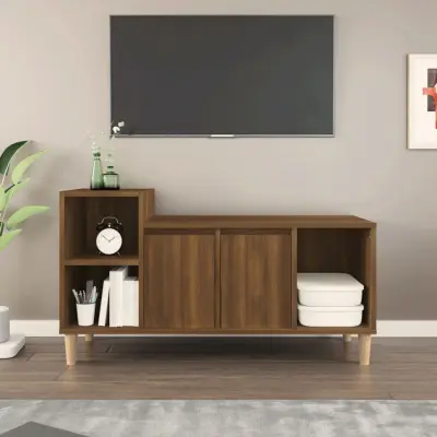 The Living Store TV omarica rjav hrast 100x35x55 cm inženirski les - TV Omarica