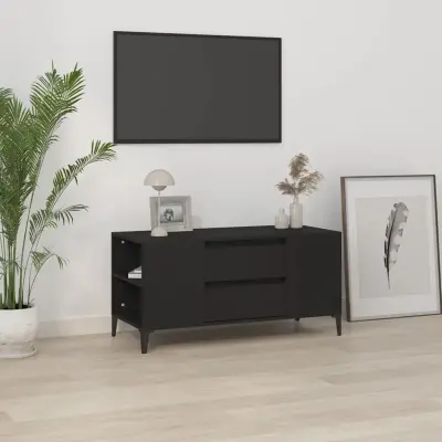 The Living Store TV omarica črna 102x44,5x50 cm inženirski les - TV Omarica
