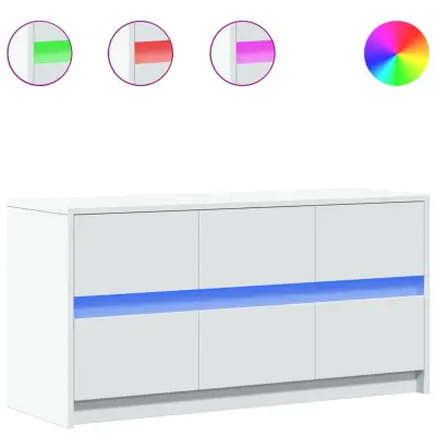 vidaXL TV omarica z LED bela 100x34x50 cm inženirski les