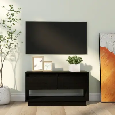 The Living Store TV omarica črna 74x34x40 cm trdna borovina - TV Omarica