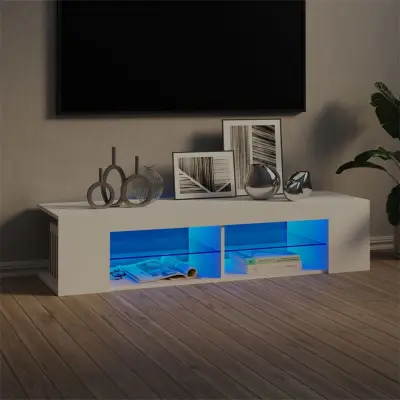The Living Store TV omarica z LED lučkami bela 135x39x30 cm - TV Omarica