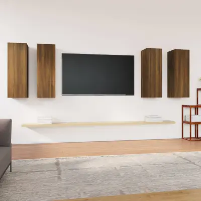 The Living Store TV omarica 4 kosov rjavi hrast 30,5x30x90 inženirski les - TV Omarica