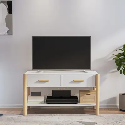 The Living Store TV omarica bela 82x38x45 cm inženirski les - TV Omarica