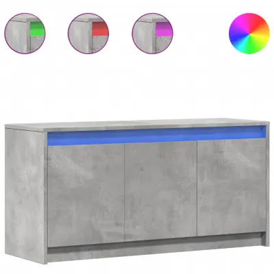 vidaXL TV omarica z LED betonsko siva 100x34x50 cm inženirski les
