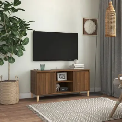 The Living Store TV omarica s trdnimi lesenimi nogami rjavi hrast 103,5x35x50 cm - TV Omarica