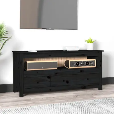 The Living Store TV omarica črna 114x35x52 cm trdna borovina - TV Omarica