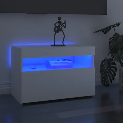 The Living Store TV omarica z LED lučkami visok sijaj bela 60x35x40 cm - TV Omarica