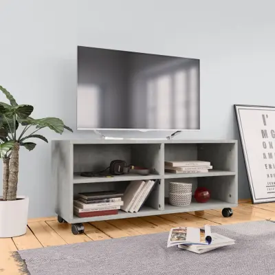 The Living Store TV omarica s kolesci betonsko siva 90x35x35 cm iverna plošča - TV Omarica