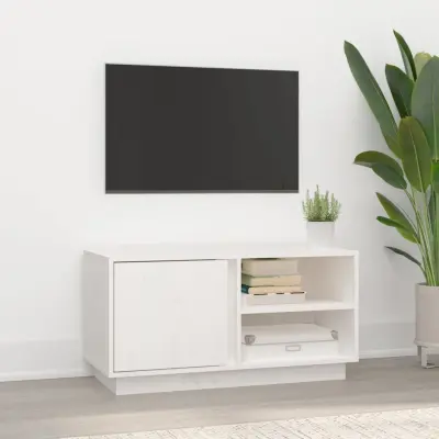 The Living Store TV omarica bela 80x35x40,5 cm trdna borovina - TV Omarica