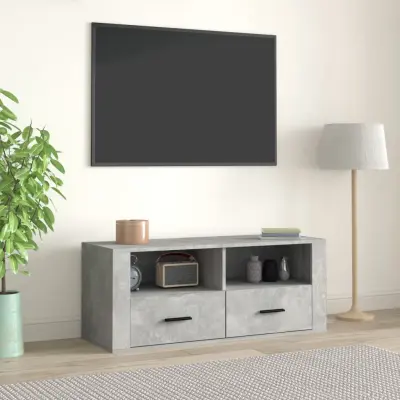 The Living Store TV omarica betonsko siva 100x35x40 cm inženirski les - TV Omarica