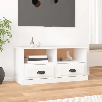 The Living Store TV omarica bela 93x35,5x45 cm inženirski les - TV Omarica