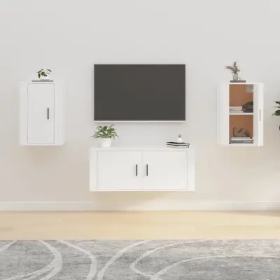 The Living Store Stenska TV omarica 2 kosa bela 40x34,5x60 cm - Stenska TV Omarica