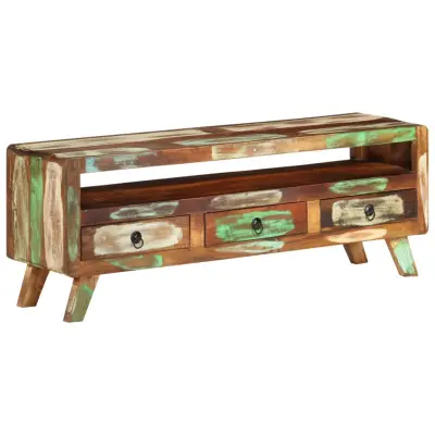 The Living Store TV omarica večbarvna 110x30x40 cm trden predelan les - TV Omarica