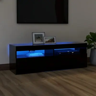 The Living Store TV omarica z LED lučkami črna 120x35x40 cm - TV Omarica