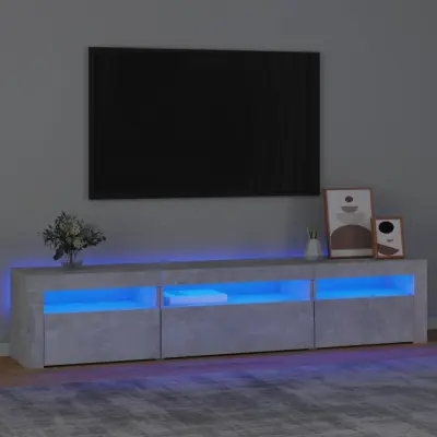 The Living Store TV omarica z LED lučkami betonsko siva 195x35x40 cm - TV Omarica