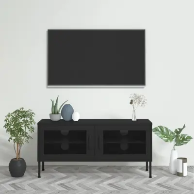 The Living Store TV omarica črna 105x35x50 cm jeklo - TV Omarica