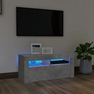 The Living Store TV omarica z LED lučkami betonsko siva 90x35x40 cm - TV Omarica