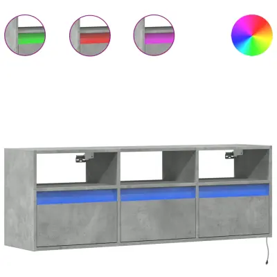 vidaXL Stenska TV omarica z LED lučkami betonsko siva 130x31x45 cm