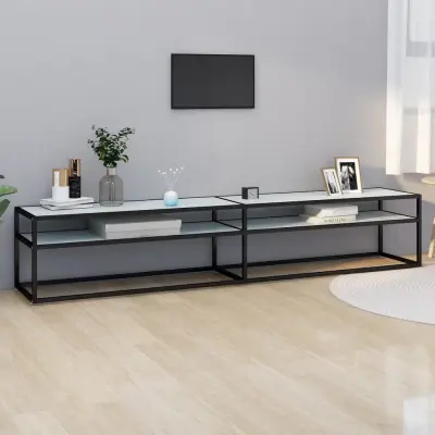The Living Store TV omarica beli marmor 220x40x40,5 cm kaljeno steklo - TV Omarica