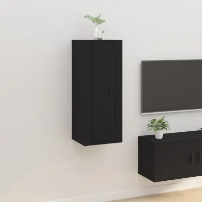 The Living Store Stenska TV omarica črna 40x34,5x100 cm - Stenska TV Omarica