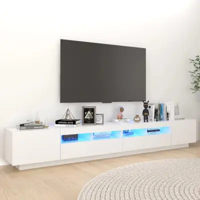 The Living Store TV omarica z LED lučkami bela 260x35x40 cm - TV Omarica