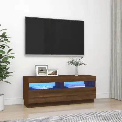 The Living Store TV omarica z LED lučkami rjavi hrast 100x35x40 cm - TV Omarica