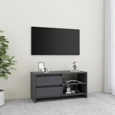 The Living Store TV omarica siva 80x31x39 cm trdna borovina - TV Omarica