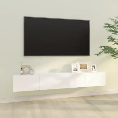 The Living Store TV omarica 2 kosa bela 100x30x30 cm konstruiran les - Stenska TV Omarica