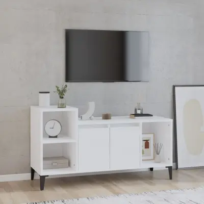 The Living Store TV omarica visok sijaj bela 100x35x55 cm inženirski les - TV Omarica