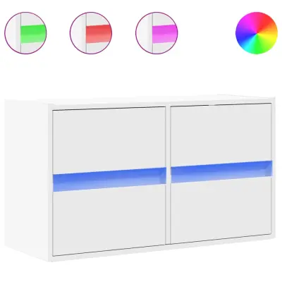 vidaXL Stenska TV omarica z LED lučkami bela 80x31x45 cm